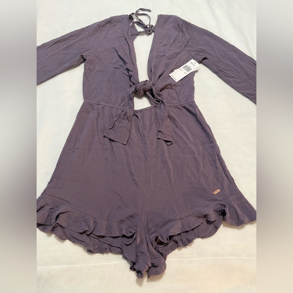 Lavender Romper with open back and open tie front - Picture 2 of 4